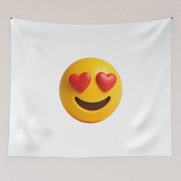 Item preview, 3d yellow smiling emoji face with heart shaped eyes designed and sold by Mim007.