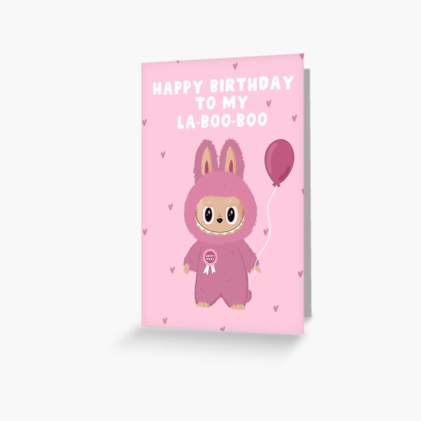 Item preview, Tarjeta de cumpleaños linda y divertida - Labubu - Feliz cumpleaños designed and sold by HomeOfPinkPeach.
