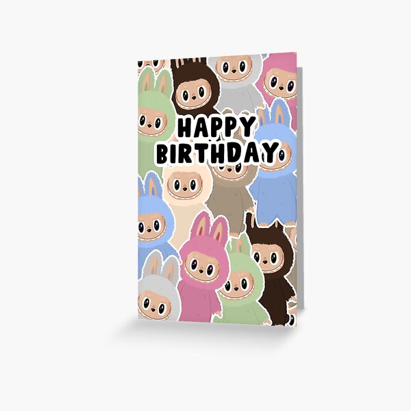 Item preview, Cute, Funny Birthday Card - Labubu - Happy Birthday designed and sold by Pink Peach Cards.