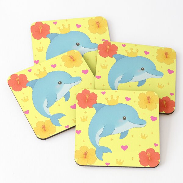 Item preview, Dolphin with Hibiscus - Yellow designed and sold by HIMEKARI.