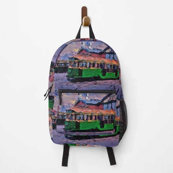 Item preview, Impressionist Painting of Trams at the Depot - Bendigo, Victoria, Australia designed and sold by Steven Jodoin.