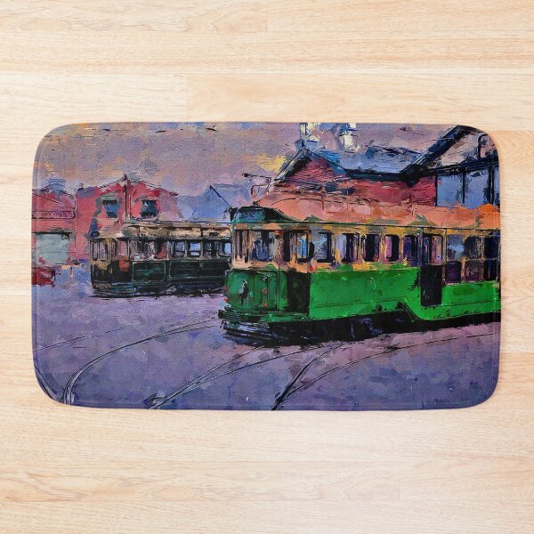 Item preview, Impressionist Painting of Trams at the Depot - Bendigo, Victoria, Australia designed and sold by Steven Jodoin.