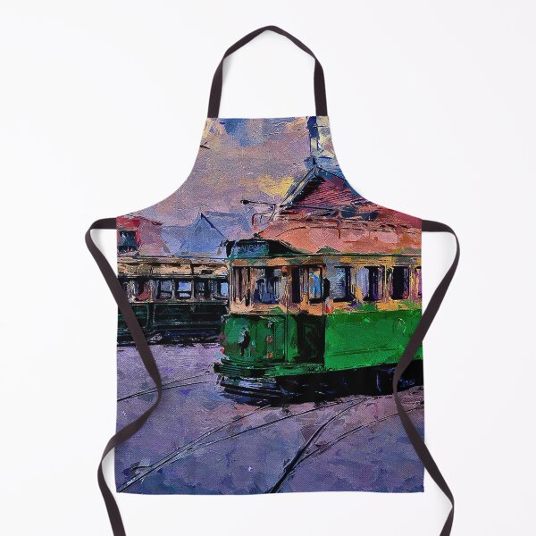 Item preview, Impressionist Painting of Trams at the Depot - Bendigo, Victoria, Australia designed and sold by Steven Jodoin.