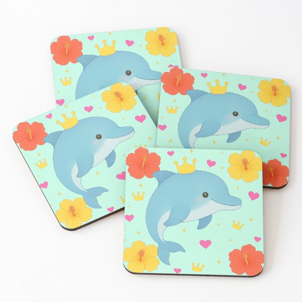 Item preview, Dolphin with Hibiscus - Green designed and sold by HIMEKARI.