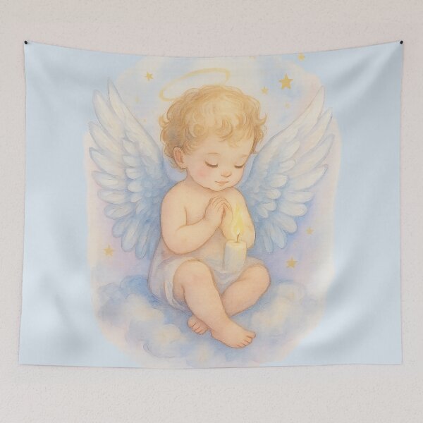Item preview, Tiny Miracles, Mighty Wings – Angel Baby Blessing Art designed and sold by GardenReign.
