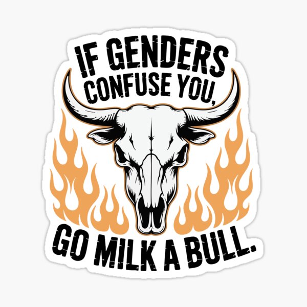 Item preview, Go Milk a Bull Gender Humor with Flaming Skull	 designed and sold by Vexel Studio.