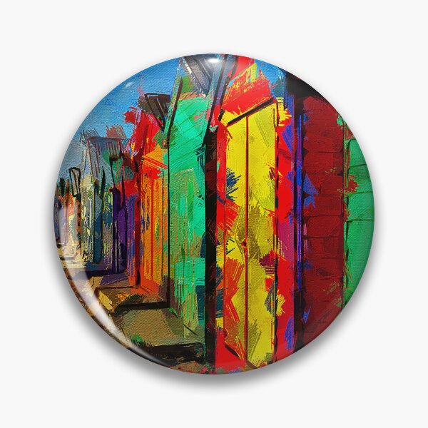 Item preview, Impressionist Painting of Bath Huts at Brighton Beach - Brighton, Victoria, Australia designed and sold by Steven Jodoin.