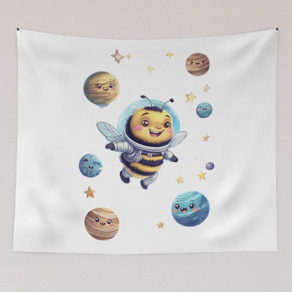 Item preview, Adorable Bumblebee Astronaut Floating with Smiling Planets designed and sold by SmartyWonders.