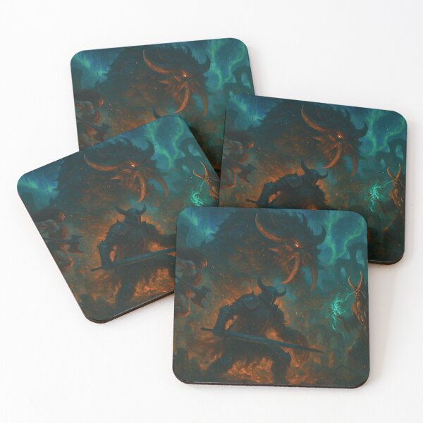 Item preview, Dark Fantasy Battle – Knight, Barbarian & Sorcerer vs Demon Beast designed and sold by NightmareForge8.