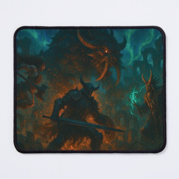 Item preview, Dark Fantasy Battle – Knight, Barbarian & Sorcerer vs Demon Beast designed and sold by NightmareForge8.