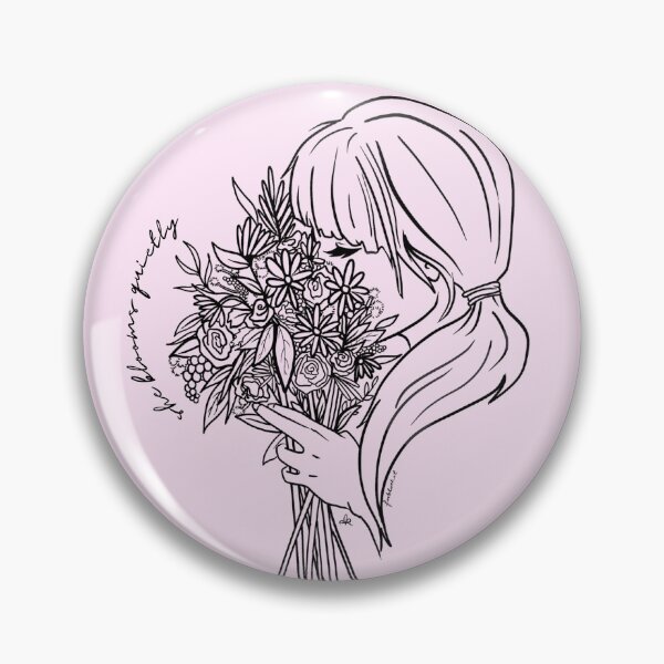 Item preview, She Blooms Quietly – Gentle Line Art Floral Portrait designed and sold by Frohlocket.