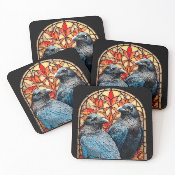 Item preview, Stained Glass Ravens designed and sold by jecphotography and art.