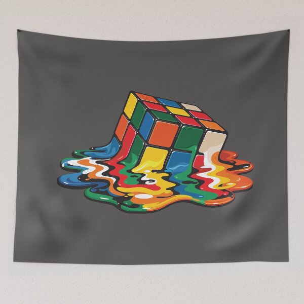 Item preview, Classic Rubik's Cube melting into a vibrant swirl of colors. designed and sold by mirrorimages.