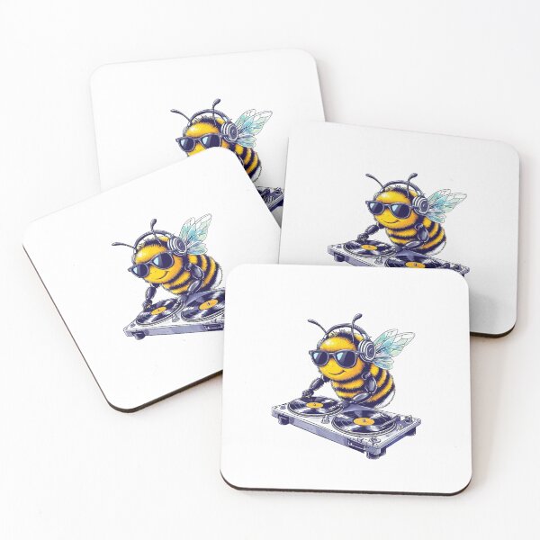 Item preview, DJ Bumblebee Grooving on the Decks – Cool Neon Bee Vibes designed and sold by SmartyWonders.