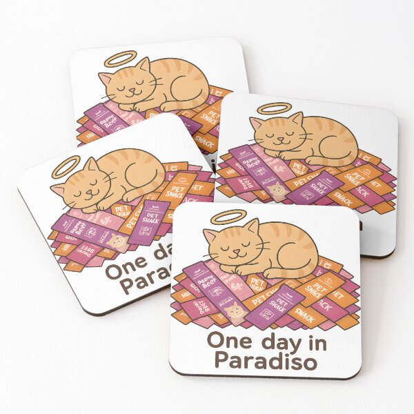 Item preview, One Day in Paradiso | Cute Cat Halo Heaven Illustration designed and sold by PetSoulPrints.