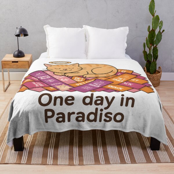 Item preview, One Day in Paradiso | Cute Cat Halo Heaven Illustration designed and sold by PetSoulPrints.