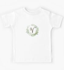 Monogram V Forest Flowers And Leaves Kids Tee