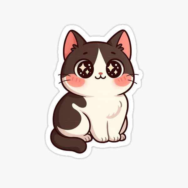 Aperçu de l'œuvre Chat potelé kawaii – Yeux brillants et joues roses créée et vendue par Pacika.
