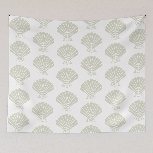 Item preview, Light green blue gray Seashell, Mediterranean Fresh Summer Art, Tropical Ocean, Seaside, Nautical Pattern and Decor, fish designed and sold by Natasha May Design.