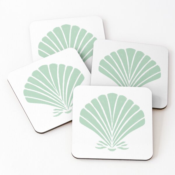 Item preview, Pastel Green Seashell, Mediterranean Summer Art, Tropical Ocean, Seaside, Nautical Pattern and Decor, Shell fish,  designed and sold by Natasha May Design.