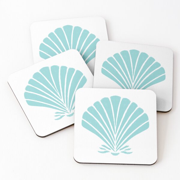 Item preview, Turquois green blue gray Seashell, Mediterranean Fresh Summer Art, Tropical Ocean, Seaside, Nautical Pattern and Decor, fish designed and sold by Natasha May Design.