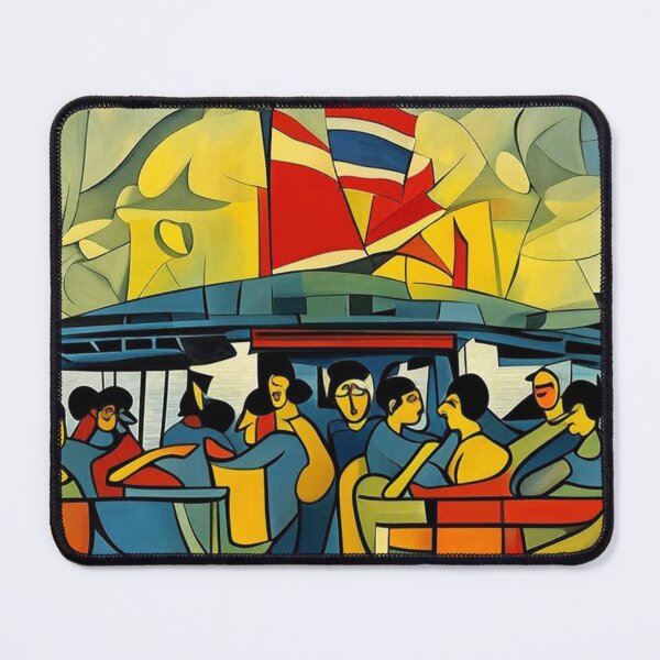 Item preview, Fragmented Ferry Ride - Modern Cubist Travel Art designed and sold by PolyVision Siam Studio.