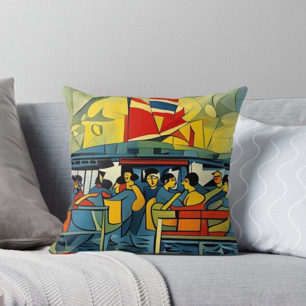 Item preview, Fragmented Ferry Ride - Modern Cubist Travel Art designed and sold by PolyVision Siam Studio.