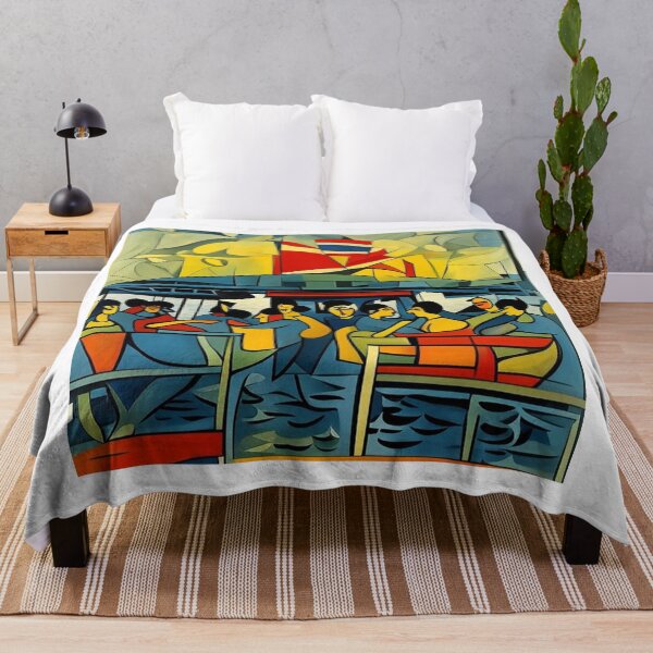 Item preview, Fragmented Ferry Ride - Modern Cubist Travel Art designed and sold by PolyVision Siam Studio.