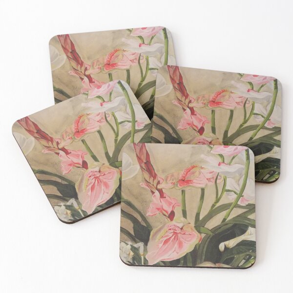 Item preview, Pink Anthurium Bouquet floral acrylic painting  designed and sold by ArtByAMReisig.
