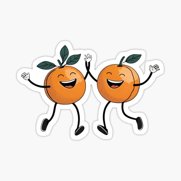 Two Dancing Oranges - Juicy Fruit Fun Duo Sticker