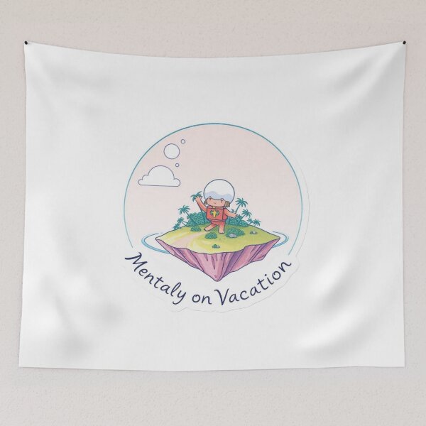 Item preview, Mentally on Vacation – Cute Floating Island Astronaut Sticker Design designed and sold by Sunny Rathor.