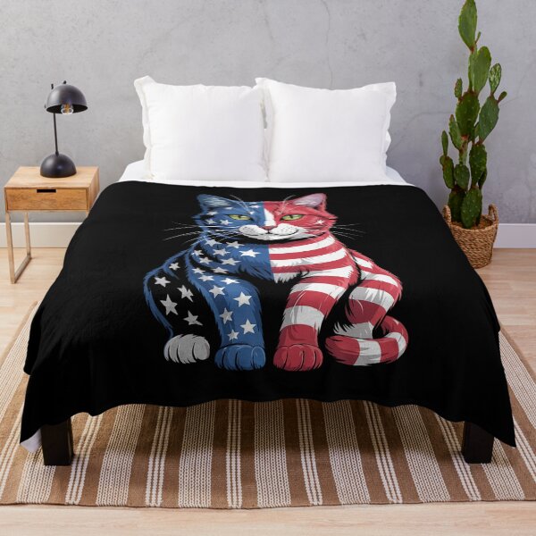 Item preview, Funny Cute Cat green eyes Cat USA Flag 4th of July designed and sold by rbc-wrights.