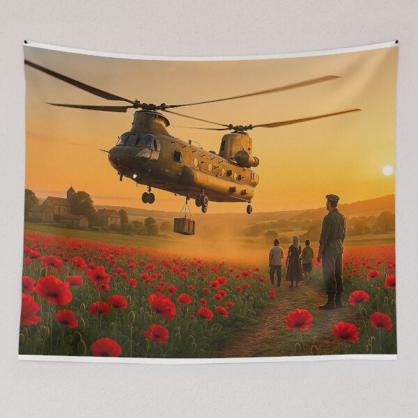 Item preview, Wings of Mercy Above Scarlet Fields designed and sold by Skyframe Aviation.