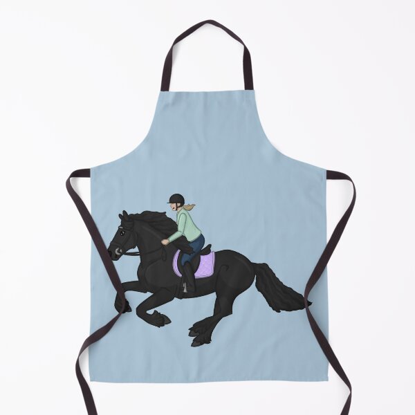 Item preview, Galloping Cartoon Friesian - Horse and Rider Illustration designed and sold by Art By Drina.