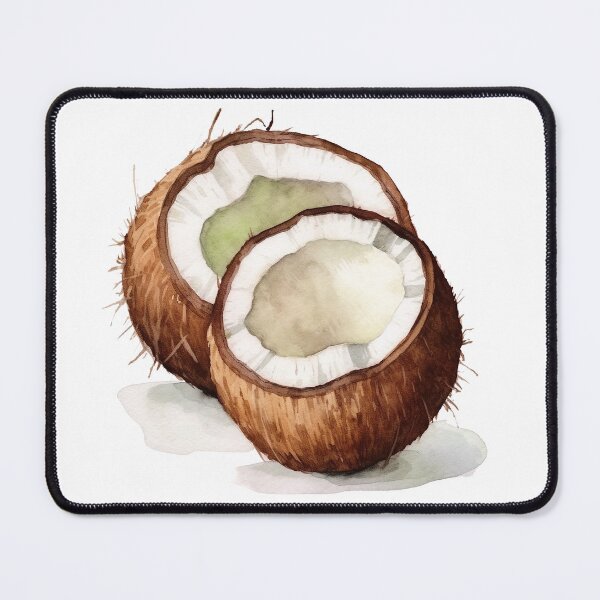 Item preview, Watercolor Coconuts – Two Halves Tropical Fruit Illustration designed and sold by EmeraldeaDesign.