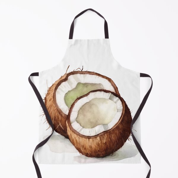 Item preview, Watercolor Coconuts – Two Halves Tropical Fruit Illustration designed and sold by EmeraldeaDesign.