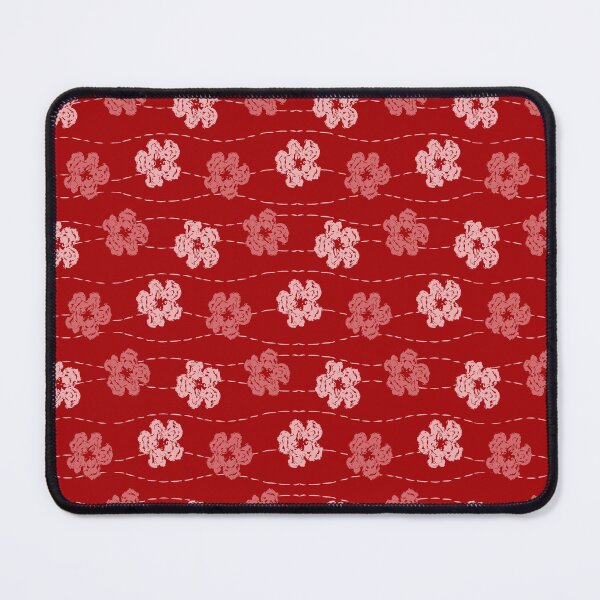 Item preview, Red embroidered look flowers pattern - stitched effect flowers designed and sold by thatsgraphic.