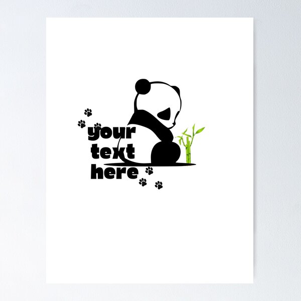 Item preview, Panda Text Frame  – Minimal Cute Animal Design designed and sold by MedhaCreations.