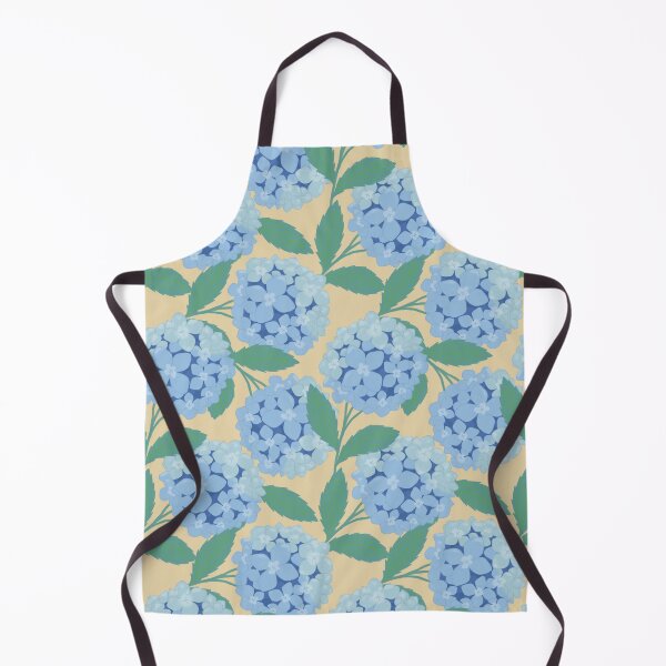 Item preview, Blue Hydrangea Floral Pattern on Pastel Yellow, Soft Garden Aesthetic designed and sold by noinudee.