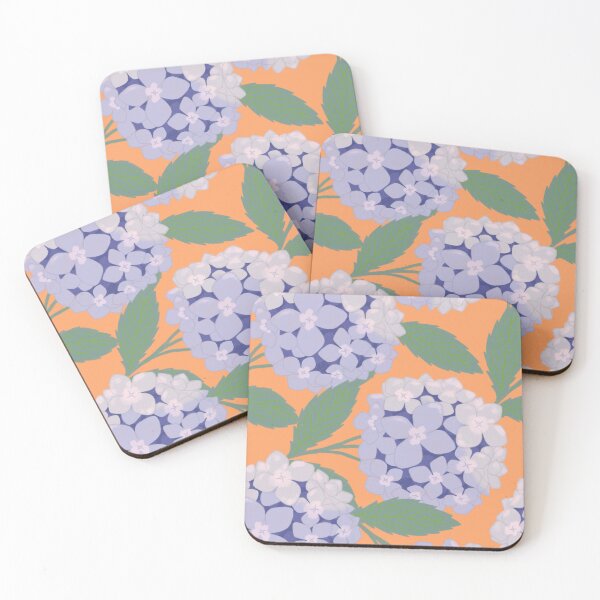 Item preview, Purple Hydrangea Floral Pattern on Orange, Soft Garden Aesthetic designed and sold by noinudee.
