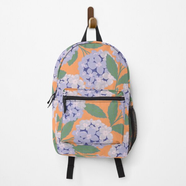 Item preview, Purple Hydrangea Floral Pattern on Orange, Soft Garden Aesthetic designed and sold by noinudee.
