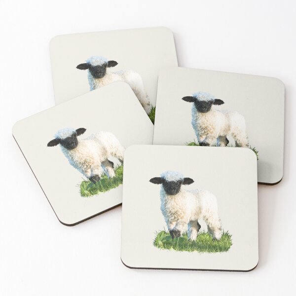 Item preview, Valais Blacknose Lamb in a Meadow Placement Print designed and sold by Jane Stanley Photography.