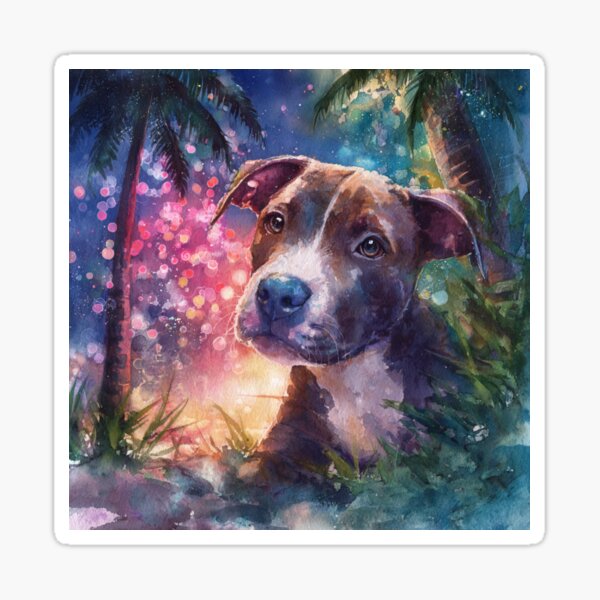 Vista previa del artículo con la obra «Pitbull veraniego», diseñado y vendido por Nocturne  Paws.