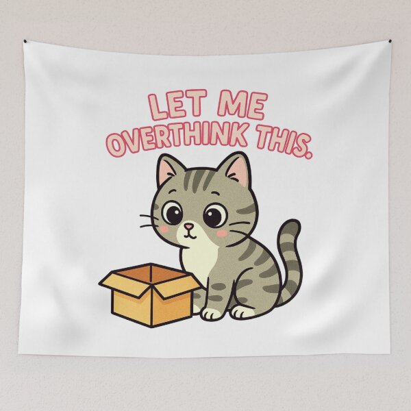 Item preview, Let Me Overthink This – Cute Cat & Box Meme T-Shirt designed and sold by Rothnaric.