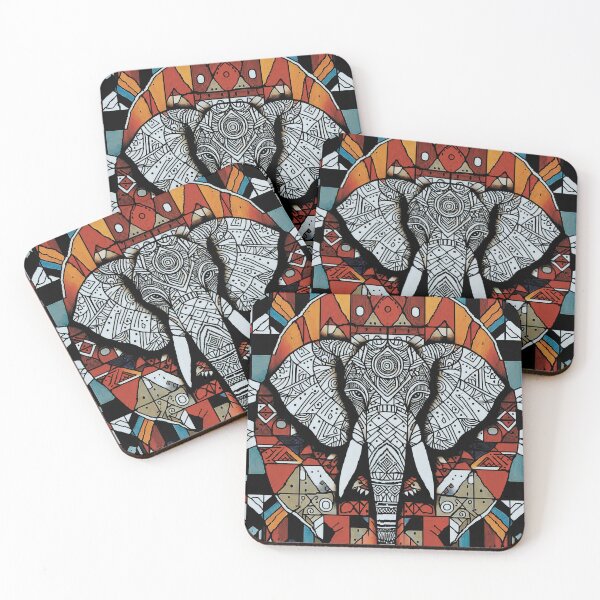Item preview, intricate linework ELEPHANT heritage art vibrant colors designed and sold by  Mudikeys.