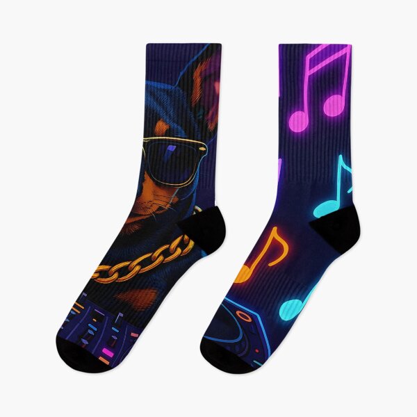 Item preview,  Cool DJ Dog with Neon Music Notes designed and sold by SassyArtistry.