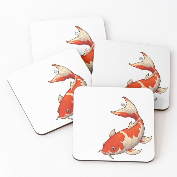 Item preview, Koi Fish - Pixel Art - 8bit graphics 16bit graphics - Retro Fish Art - White Orange KoiFish designed and sold by Kabuji Store.
