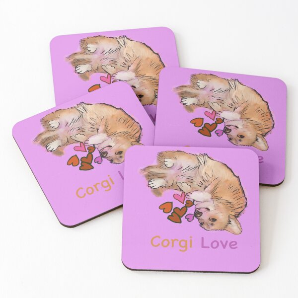 Item preview, Corgi Love with hearts, pink background  designed and sold by MonicaArtist.