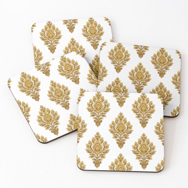 Item preview, Seamless Thai Floral Pattern, Gold Traditional Flower Fabric, Elegant Thai Blossom Wallpaper designed and sold by Dailyprintstyle.