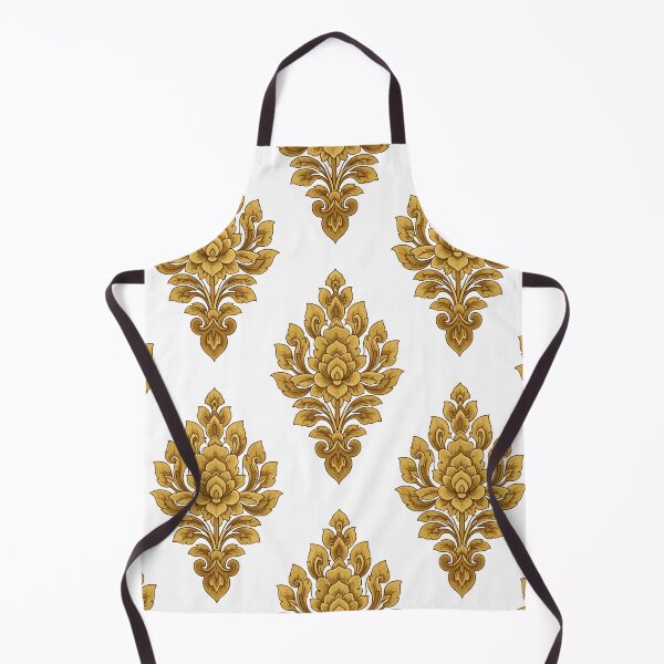Item preview, Seamless Thai Floral Pattern, Gold Traditional Flower Fabric, Elegant Thai Blossom Wallpaper designed and sold by Dailyprintstyle.